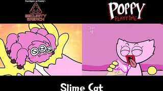 [Animation] BLACK VS PINK Food Challenge Comparison | Bunzo,Freddy vs Kissy Missy Mukbang| SLIME CAT