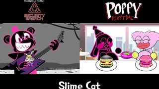 [Animation] BLACK VS PINK Food Challenge Comparison | Bunzo,Freddy vs Kissy Missy Mukbang| SLIME CAT