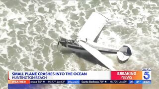 Plane crashes into ocean in Huntington Beach; pilot injured