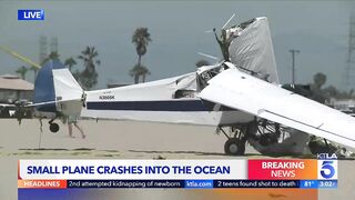 Plane crashes into ocean in Huntington Beach; pilot injured