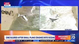 Plane crashes into ocean in Huntington Beach; pilot injured