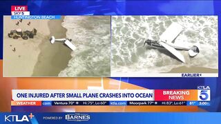 Plane crashes into ocean in Huntington Beach; pilot injured