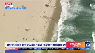 Plane crashes into ocean in Huntington Beach; pilot injured