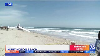 Plane crashes into ocean in Huntington Beach; pilot injured