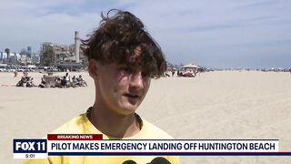 Video shows small plane crash into ocean in Huntington Beach