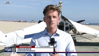 Video shows small plane crash into ocean in Huntington Beach