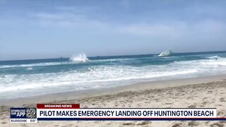 Video shows small plane crash into ocean in Huntington Beach