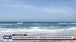 Video shows small plane crash into ocean in Huntington Beach