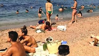 Barcelona Central Beach // Travel Barcelona Beach Walk Tour 4K