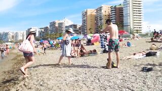 Barcelona Central Beach // Travel Barcelona Beach Walk Tour 4K