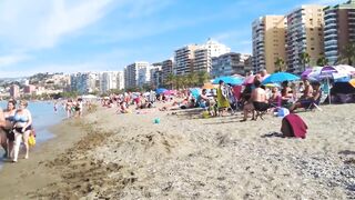 Barcelona Central Beach // Travel Barcelona Beach Walk Tour 4K