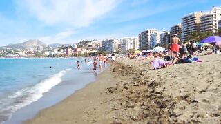 Barcelona Central Beach // Travel Barcelona Beach Walk Tour 4K