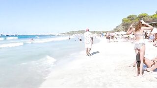 Barcelona Central Beach // Travel Barcelona Beach Walk Tour 4K