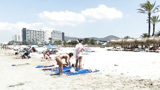 Barcelona Central Beach // Travel Barcelona Beach Walk Tour 4K