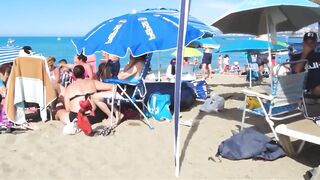 Barcelona Central Beach // Travel Barcelona Beach Walk Tour 4K