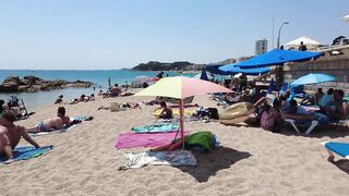 Lloret de Mar - Beach Walk tour Spain - Costa Brava - July 2022