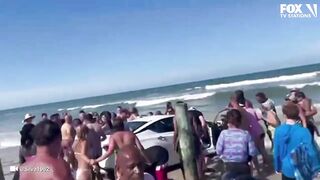 Vehicle drives on Daytona Beach, crashes into ocean -- multiple injuries reported