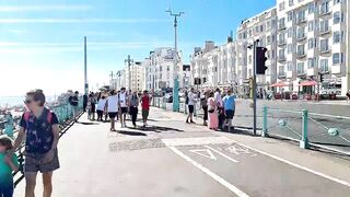 ???? BRIGHTON BEACH WALKING TOUR, BUSY BRIGHTON BEACH, ENGLISH SEASIDE, SUNDAY WALK ON A SUNNY DAY