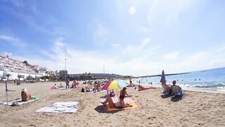 ???????? BARCELONA SPAIN ????️ Barceloneta Best Beach Walk Tour 4K