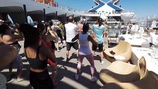 Celebrity Beyond Edge-Class Ship Poolside Dance Class With Cruise Director Giuseppe Moschella