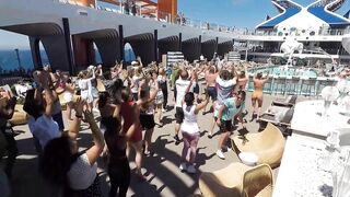 Celebrity Beyond Edge-Class Ship Poolside Dance Class With Cruise Director Giuseppe Moschella