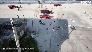 WILD Daytona Beach crash | See moment vehicle drives across beach and crashes into ocean