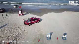 WILD Daytona Beach crash | See moment vehicle drives across beach and crashes into ocean