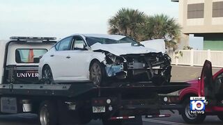 Beachgoers were hurt on a Florida beach after a car drove onto the sand