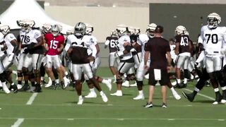 Raiders training camp FIRST DAY WITH PADS Stretching - July 27, 2022