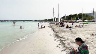 IBIZA Beach Summer - Long Beach On Mallorca Alcudia Beach Best Island Life Walking 4K Travel Vlog