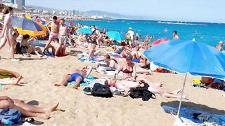 Barcelona beach walk, beach Sant Sebastia/walking Spain best beaches