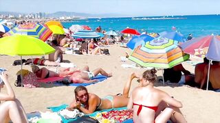 Barcelona beach walk, beach Sant Sebastia/walking Spain best beaches