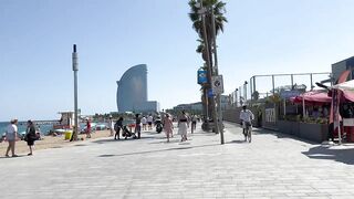 Barcelona beach walk, beach Sant Sebastia/walking Spain best beaches