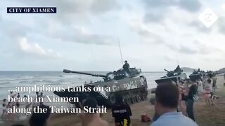 Chinese amphibious tanks seen on Xiamen beach as US House Speaker, Nancy Pelosi arrives in Taiwan