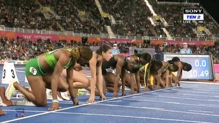 Women's 100M Final Commanwealth Games 2022 Birmingham Thompson Herah Won Gold