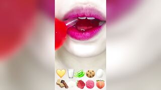 asmr ALOE VERA DRINK MILK MERINGE COOKIE TIKTOK JELLY PEACH GUMMY CHOCOLATE BALL eating sounds