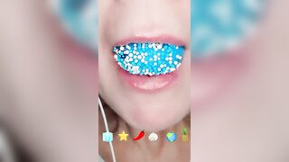 ASMR Eating Satisfying Emoji Food Challenge Trolli Gummy Planet Ice Jelly Mukbang 먹방