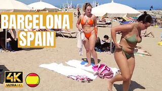 ???????? BARCELONA (SPAIN) ????️ Barceloneta Best Beach Walk Tour 4K