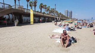 ???????? BARCELONA (SPAIN) ????️ Barceloneta Best Beach Walk Tour 4K