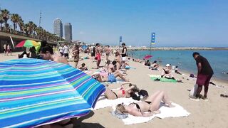 ???????? BARCELONA (SPAIN) ????️ Barceloneta Best Beach Walk Tour 4K