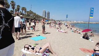 ???????? BARCELONA (SPAIN) ????️ Barceloneta Best Beach Walk Tour 4K