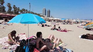 ???????? BARCELONA (SPAIN) ????️ Barceloneta Best Beach Walk Tour 4K