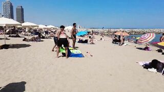 ???????? BARCELONA (SPAIN) ????️ Barceloneta Best Beach Walk Tour 4K