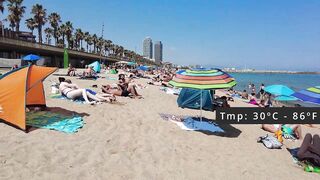 ???????? BARCELONA (SPAIN) ????️ Barceloneta Best Beach Walk Tour 4K