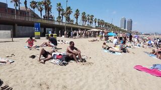 ???????? BARCELONA (SPAIN) ????️ Barceloneta Best Beach Walk Tour 4K