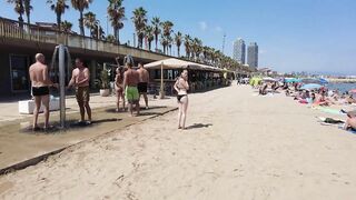 ???????? BARCELONA (SPAIN) ????️ Barceloneta Best Beach Walk Tour 4K