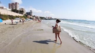 Europe Heatwave Beach Walk In Spain | Walking Tour With Calm Beach Music