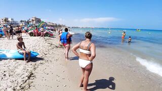 Europe Heatwave Beach Walk In Spain | Walking Tour With Calm Beach Music