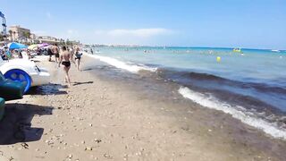 Europe Heatwave Beach Walk In Spain | Walking Tour With Calm Beach Music