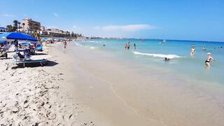 Europe Heatwave Beach Walk In Spain | Walking Tour With Calm Beach Music